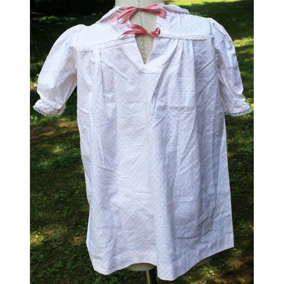 1950s Inspired Baby Girl Dress Handmade Pink Polka Dots Embroidered Flowers - Picture 4 of 6